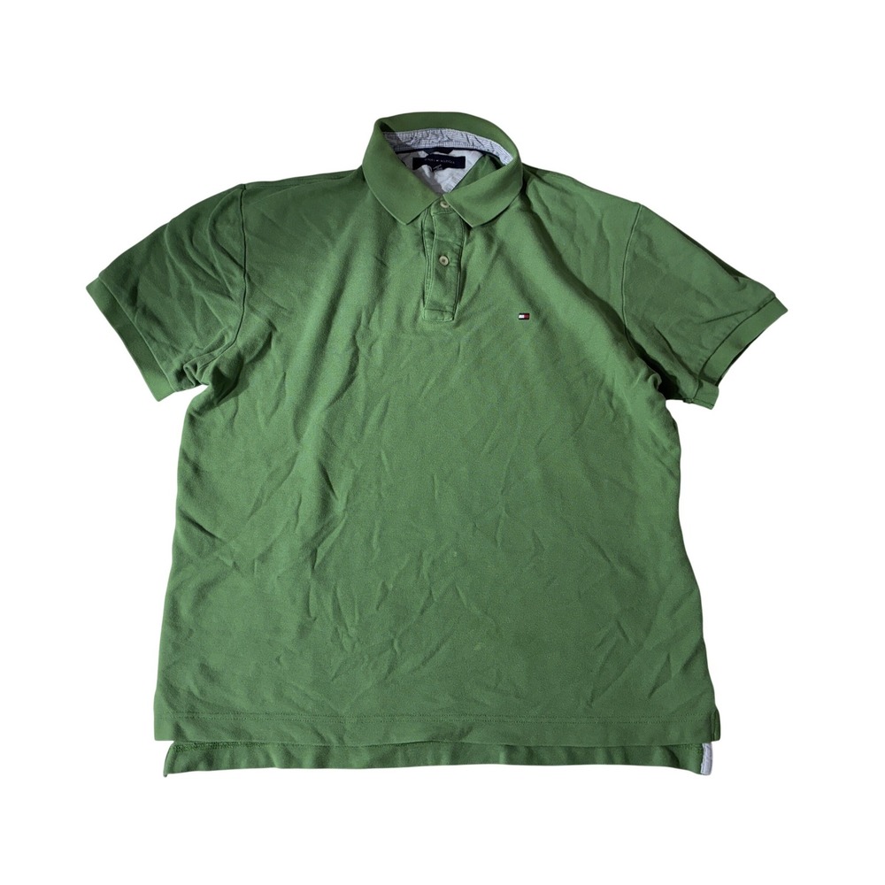 Tommy Hilfiger Mens Green Cotton Pique Short Sleeve Polo Shirt Large L